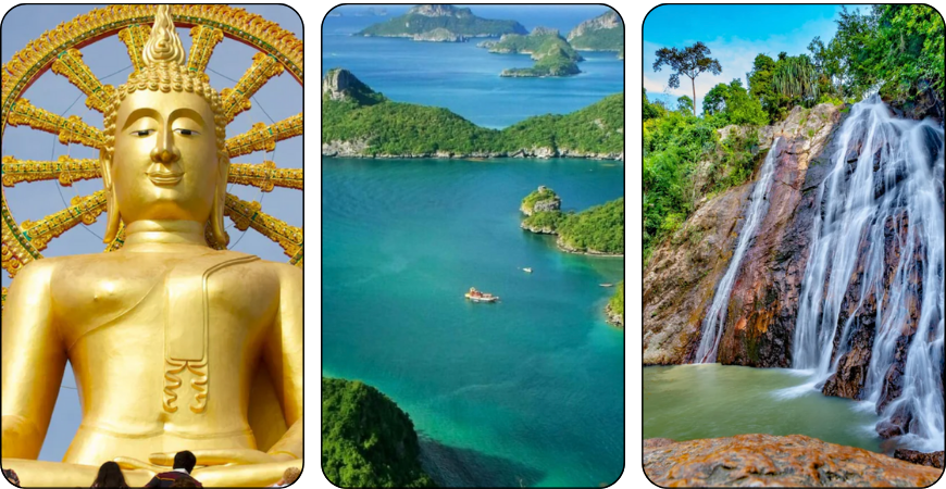 Big Buddha parco marino ang thong Na Muang Waterfall Koh Samui Thailandia